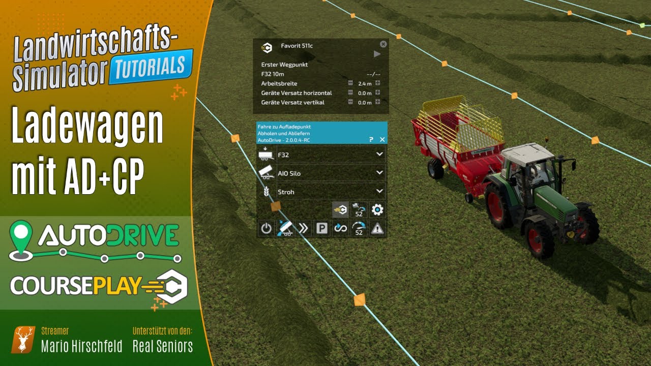 LS22 Tutorials: 🚜 Ladewagen mit CP und AD - Course Play für Einsteiger