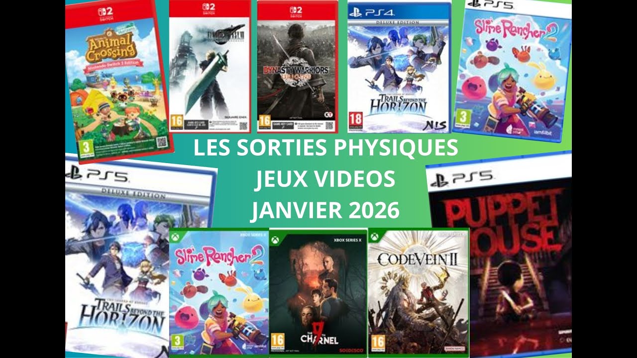 Sorties physiques : Jeux vidéos - Janvier 2026