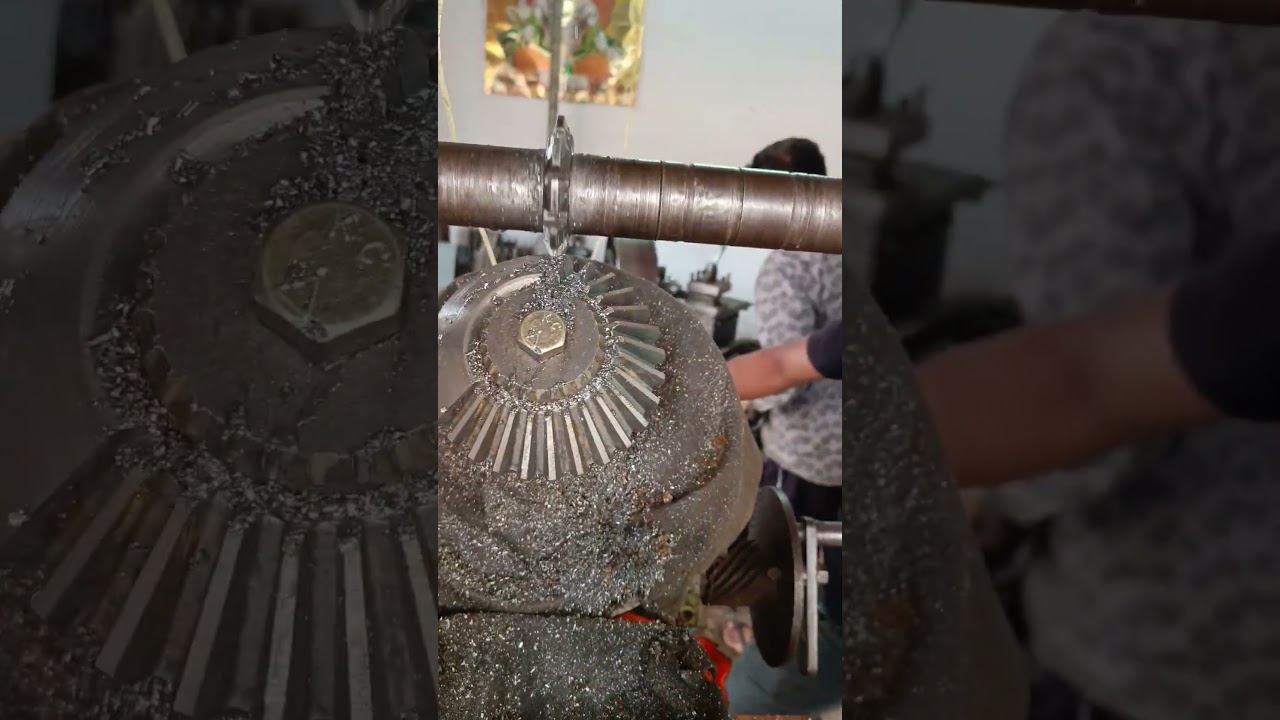 4 module , 28 teeth 45 degree right angle bevel gear cutting 