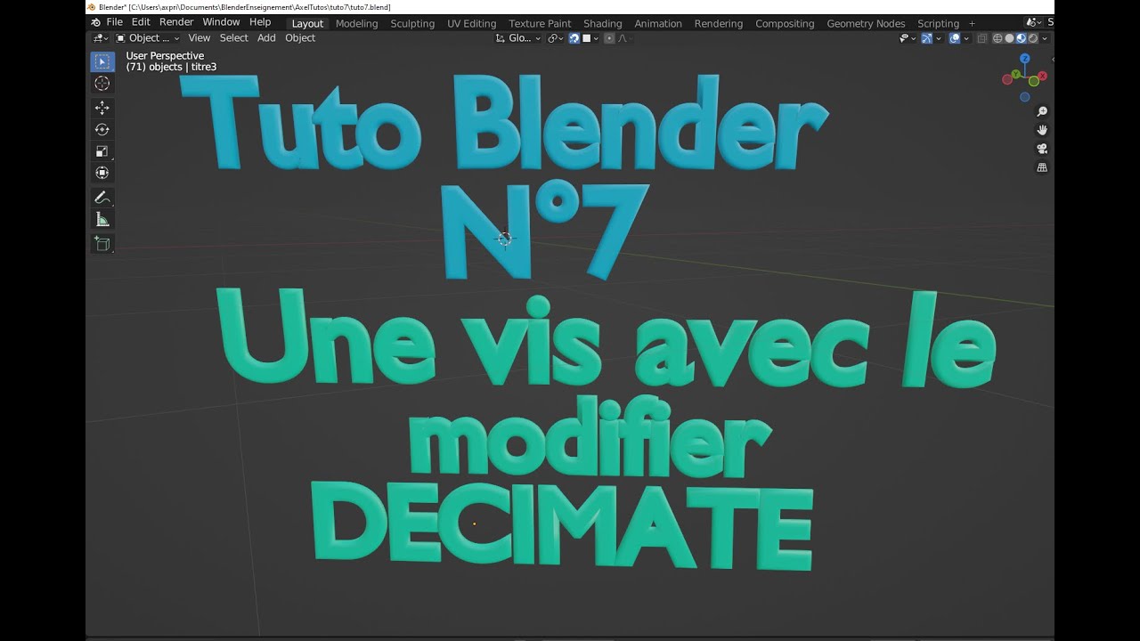[Blender 3D] Tuto 7 : vis avec 
