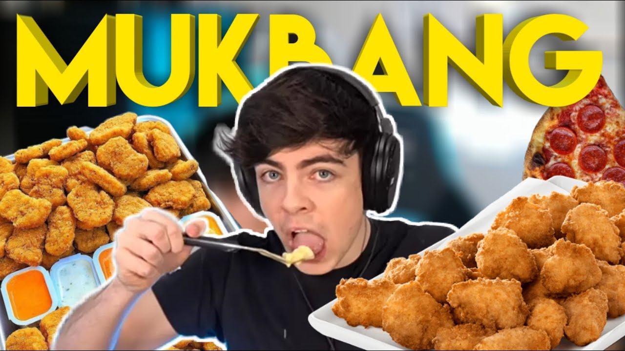 IFERG MUKBANG: куриные наггетсы, пицца, банан, еще куриные наггетсы, салями и еще куриные наггетсы