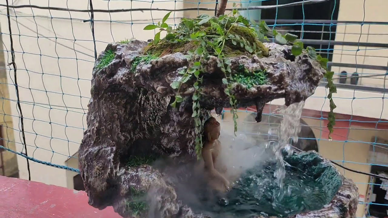 How To Make A Waterfall And Cave And Plantation Bonsai Tree On Mountain.