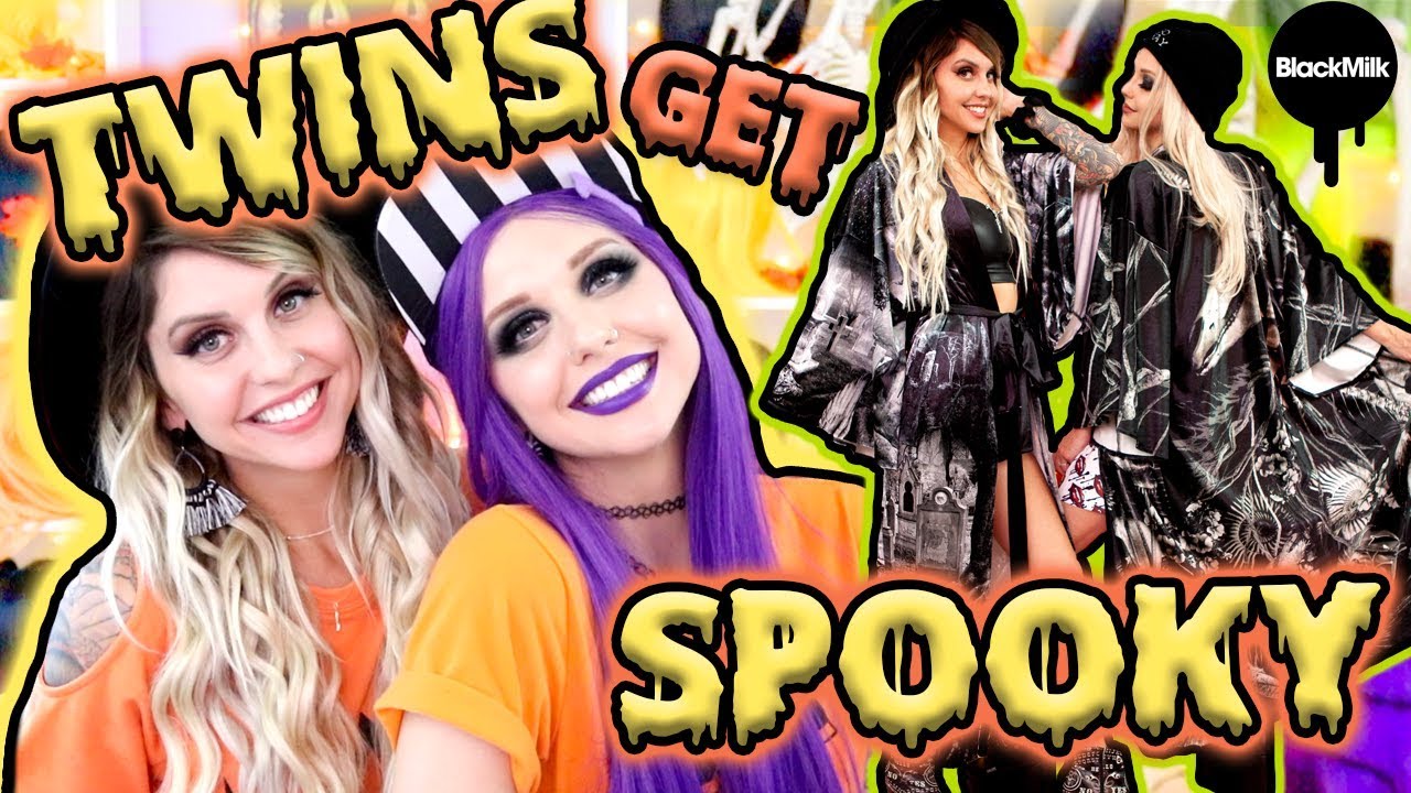 TRYING ON HALLOWEEN CLOTHES WITH MY TWIN!! | BlackMilk Neon Demons Collection ft. Poletti Twins