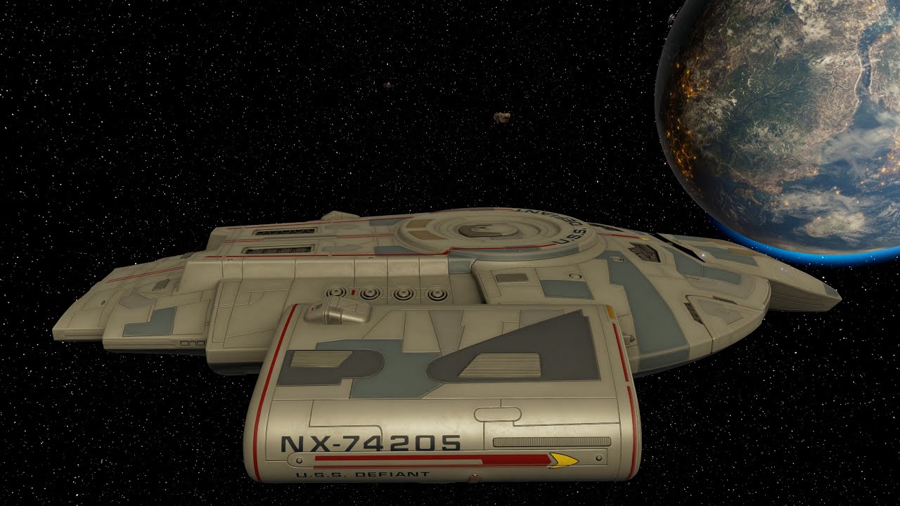 USS Defiant chased by Klingon B'Rel with lost battle