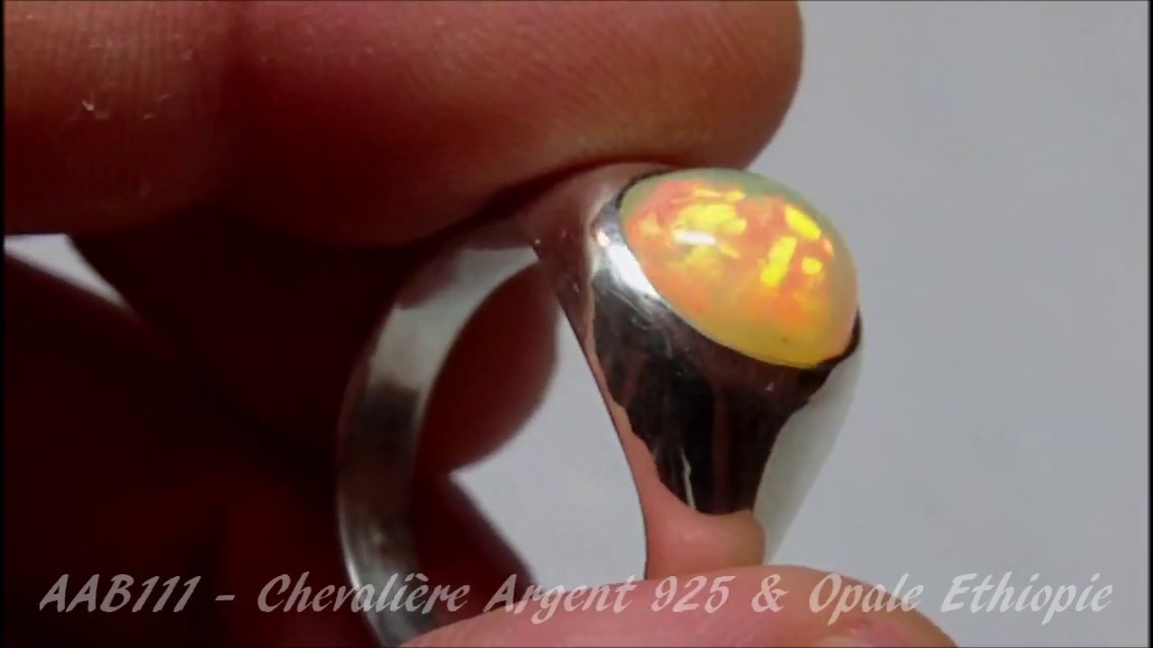 AAB111 - BIJOU OPAL ORION - Chevali&egrave;re Homme Argent 925 & Opale Pierre Ethiopie