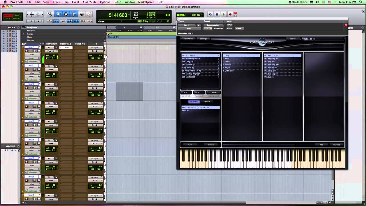 Pro Tools With East West Play, Multi-Timbral and Multi Channel
