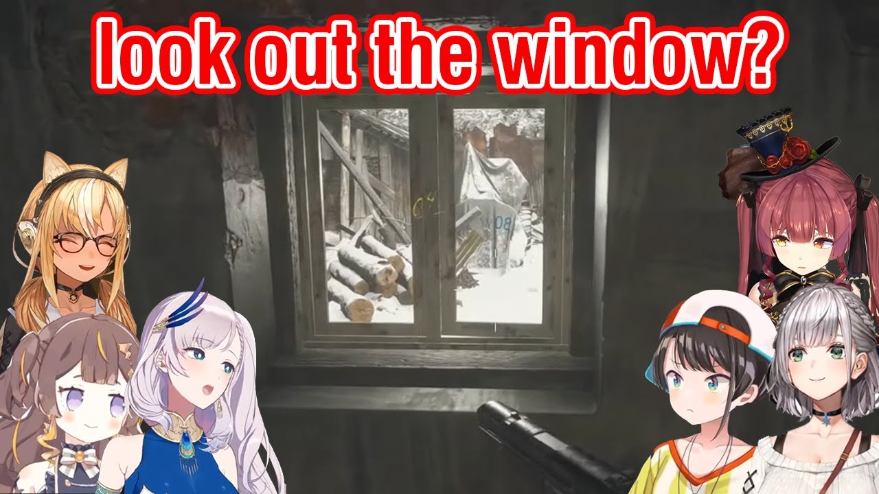 [Hololive] Реакция всех на скример в окне Resident Evil 8 Village Часть 2 [Eng Sub]