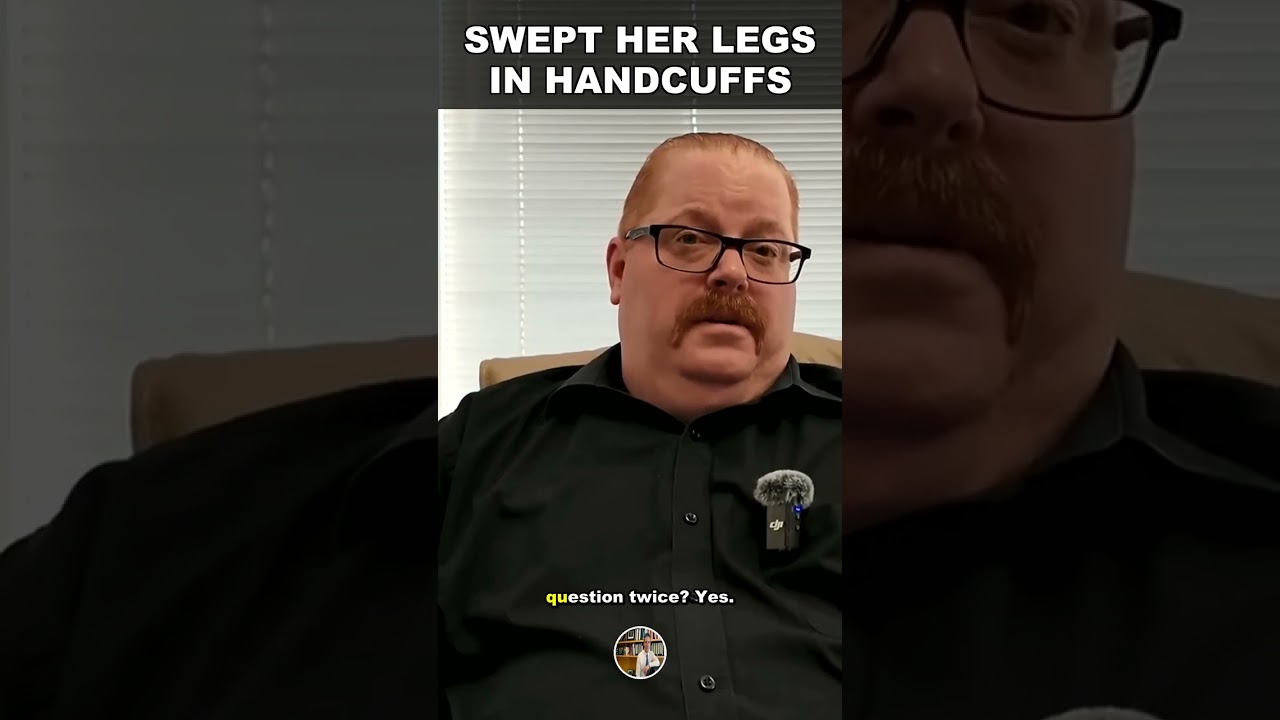 Cop Swept Her Legs in Cuffs. 