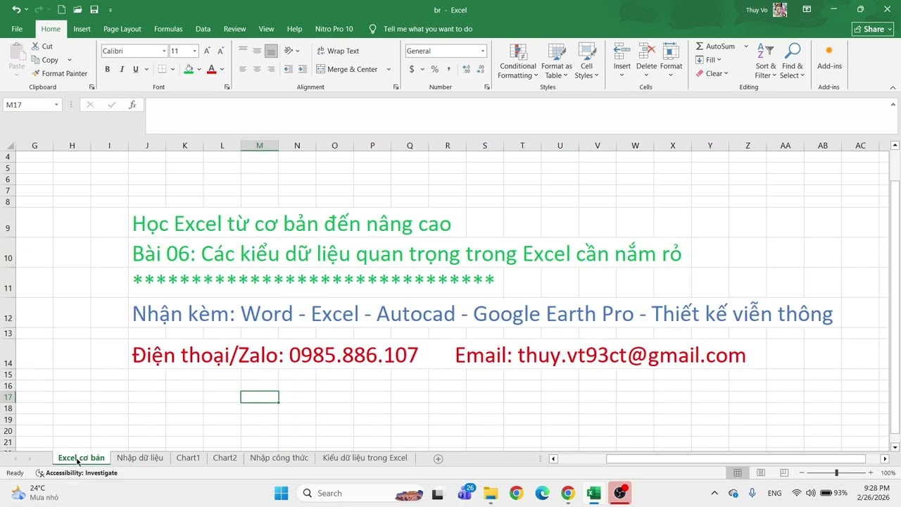 Bài 06: Tổng hợp các kiểu dữ liệu trong Excel | Kiến thức cơ bản mọi Beginner phải biết