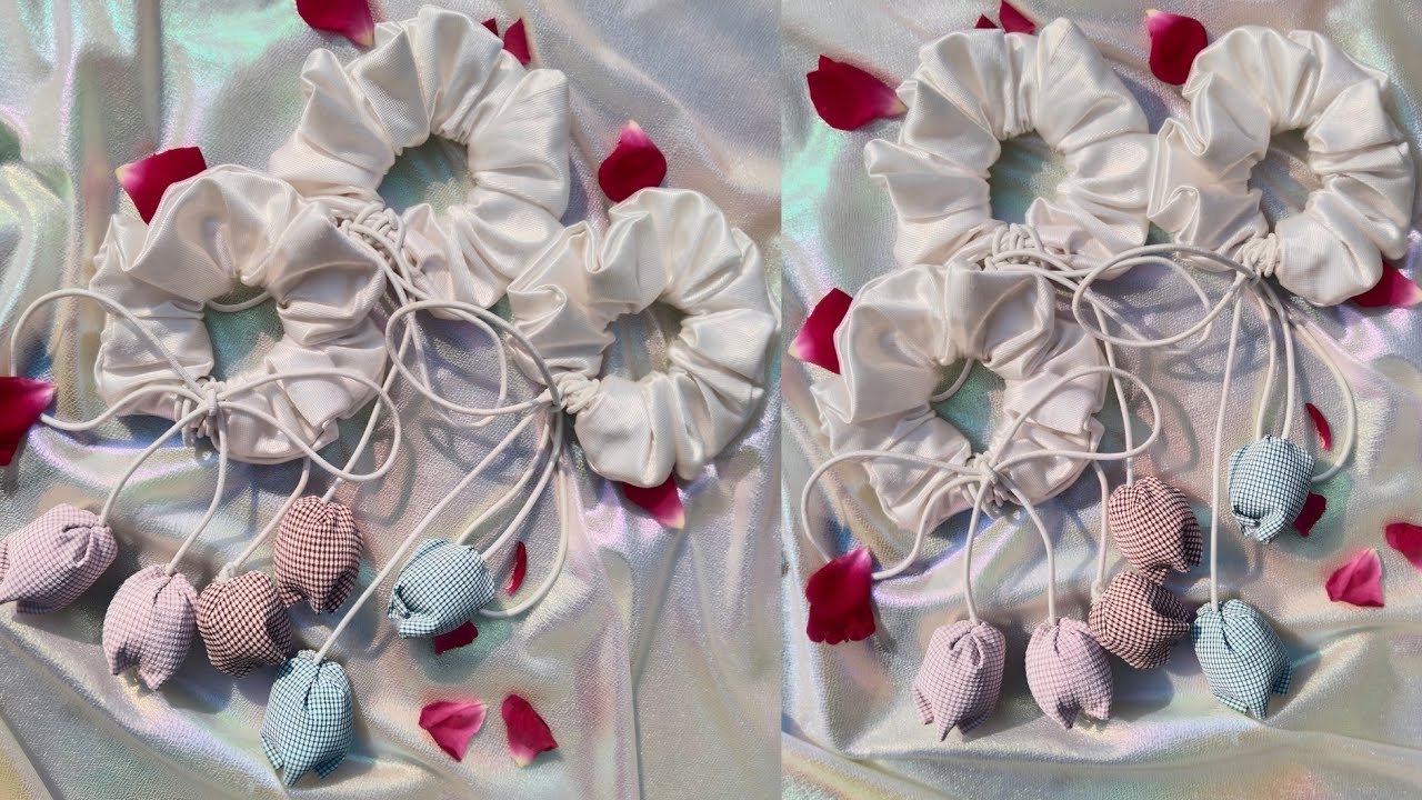 Handmade Satin Tulip Scrunchie 🌷 | Luxury Hair Tie Making Tutorial | Boutique Hair Accessories 