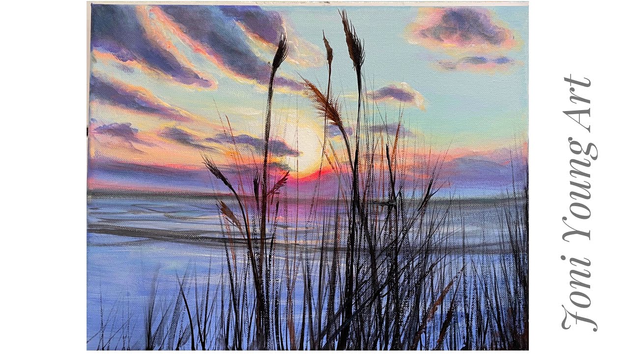 How To Paint A Serene Sunset | acrylic painting tutorial