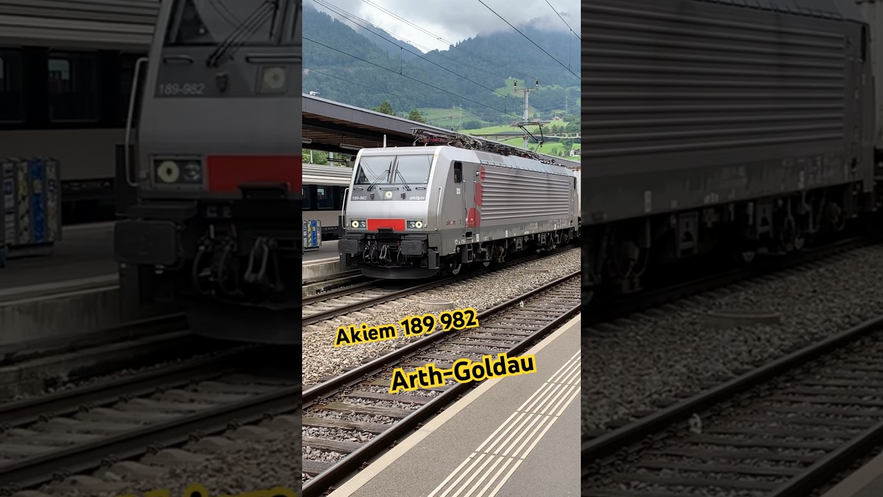 Akiem 189 982 met LKW in het Zwitserse Arth-Goldau op 5 augustus 2023