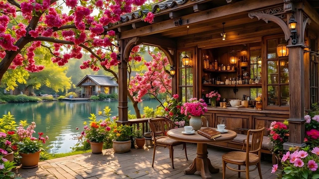 Positive Morning Jazz Instrumental - Cozy Outdoor Coffee Shop Ambience for Study, Work, Sleep