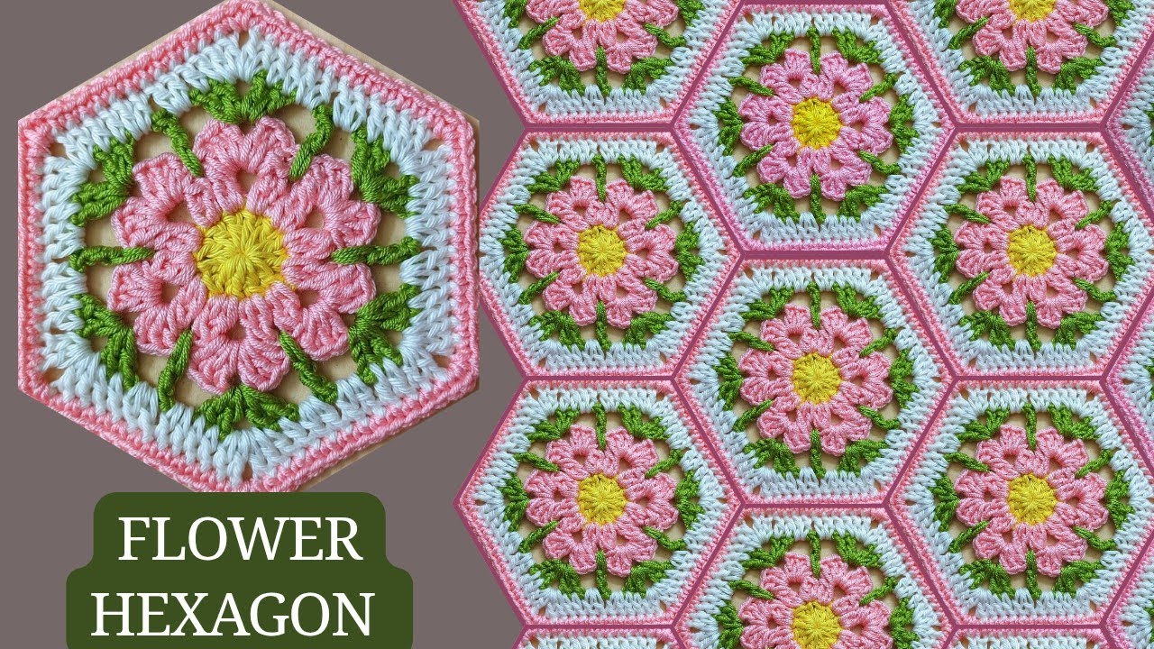 Crochet Hexagon Throw STEP-BY-STEP TUTORIAL @sara1111  sara's crochet Flower/ Bag For Beginners