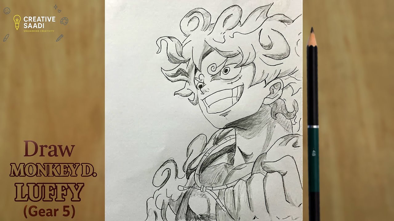Draw Monkey D. Luffy (Gear 5) Pencil Sketch | Sun God Nika | One Piece Anime Drawing