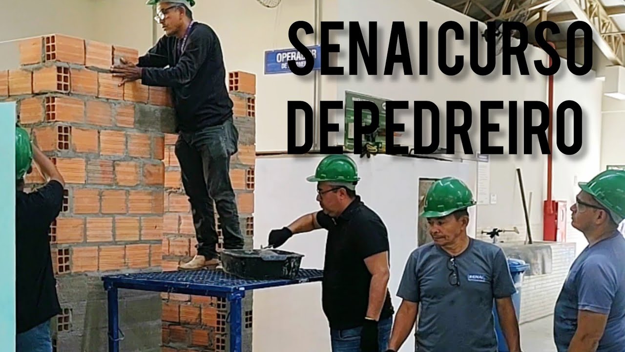SENAI curso de pedreiro elevação de alvenaria mas um dia de aula.