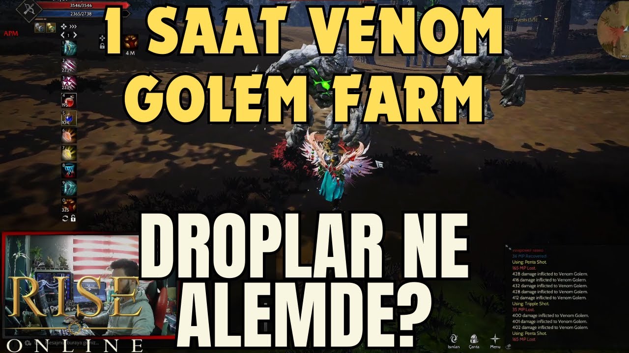 Rise Online: BAKIM SONRASI DROPLAR MI KISILDI? | 1 SAAT VENOM GOLEM FARM #riseonline #riseonlinefarm