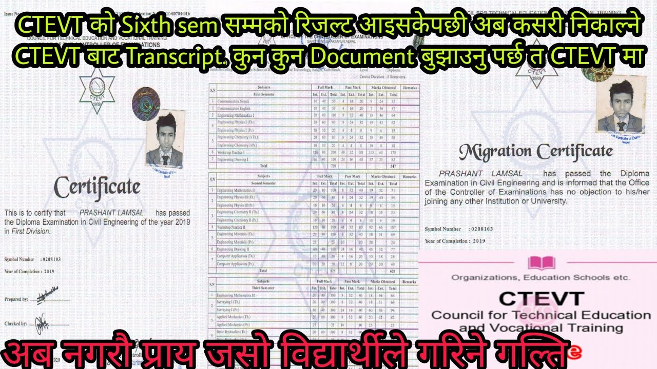 What are the document required to take transcript from CTEVT?| Process after 6th sem result | CTEVT