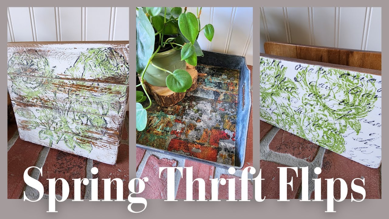 Spring Thrift Flips Using IOD Transfers & Rice Paper | Make Your Own Decoupage Paper