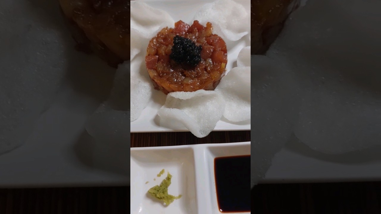 Gambas al ajillo, tartar y atun plancha