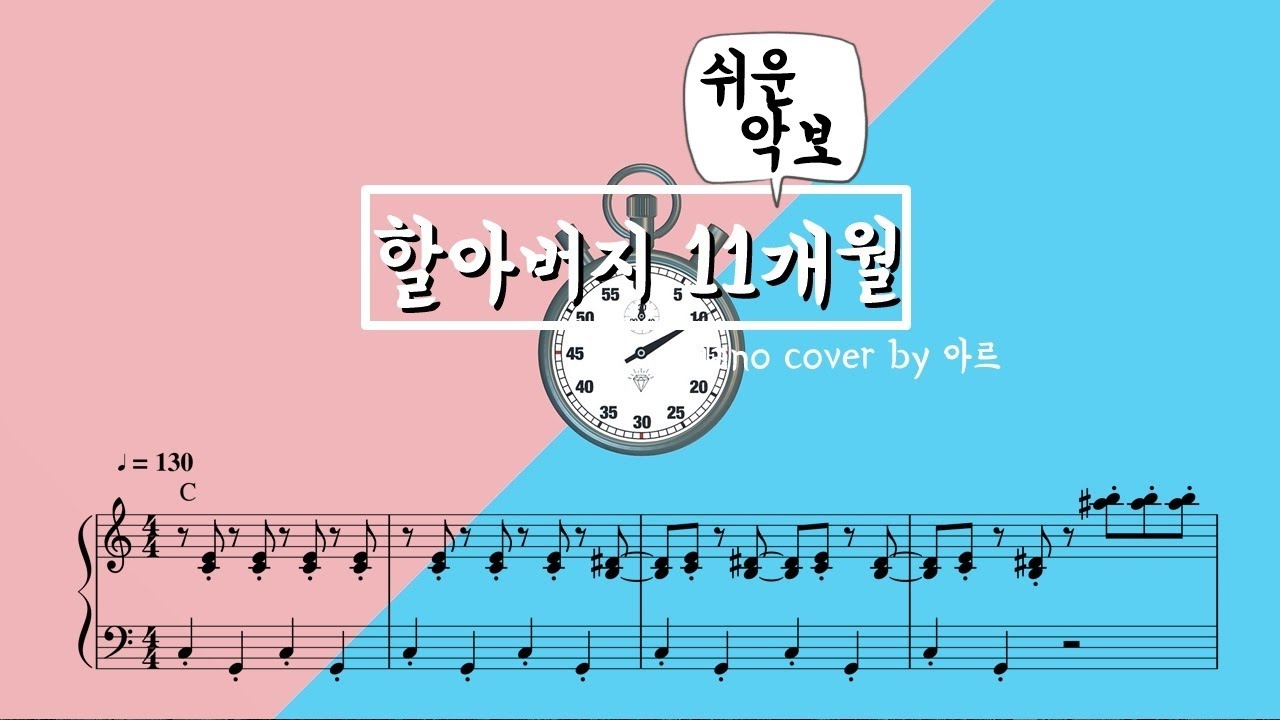 할아버지의 11개월(Grandpapa's 11month) 쉬운 피아노 악보 Piano cover - Kuricorder Quartet