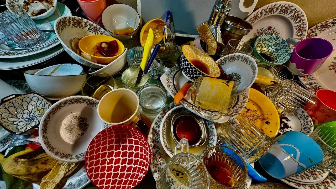 Relaxing Dishwashing ASMR | Hand Washing Dishes with Natural Water Sounds