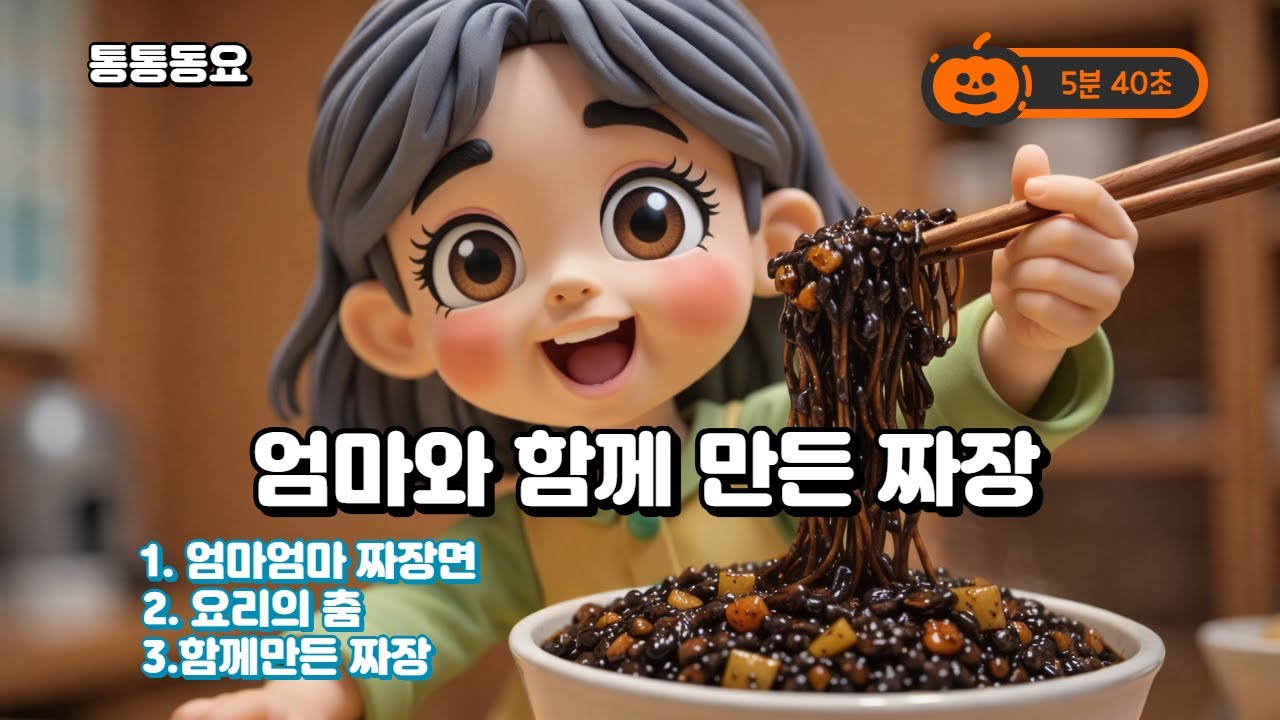 엄마와 함께 만드는 짜장면 스토리 동요 3곡수록 | 재미있는 요리 배우기 노래 | 신나는 어린이 | 영유아 동요 | 교육동요|통통동요세상,어린이 요리 동요
