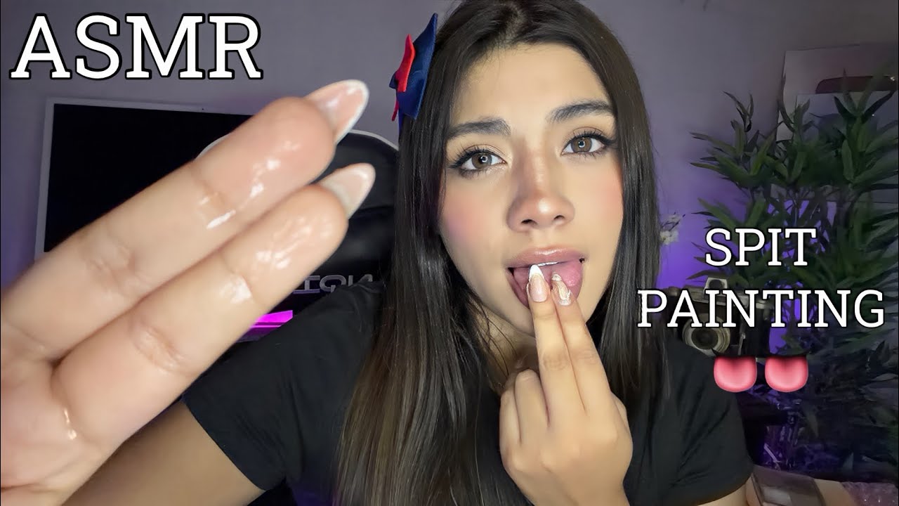 ASMR ESPA&Ntilde;OL / SPIT PAINTING CON MUCHA BABA INTENSA + COMIENDO MAQUILLAJE REALISTA