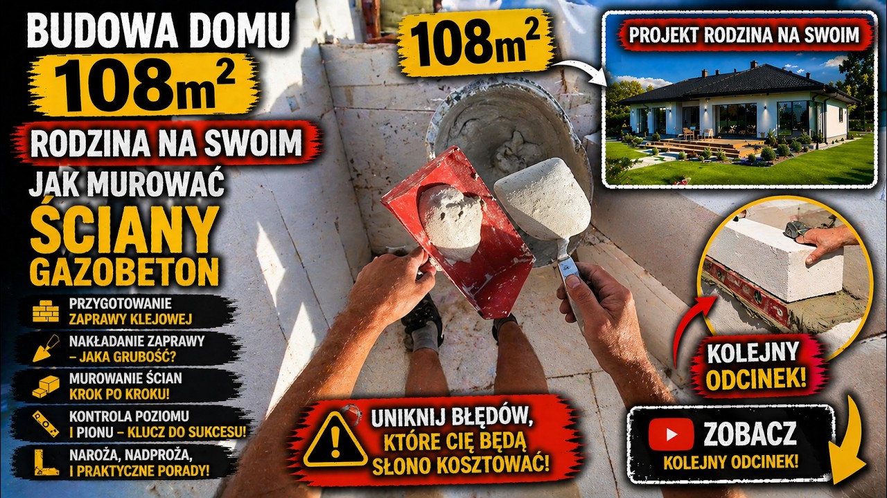 🔴EP.19 Budowa domu  108 m2 Rodzina na Swoim . Jak murować ściany gazobeton
