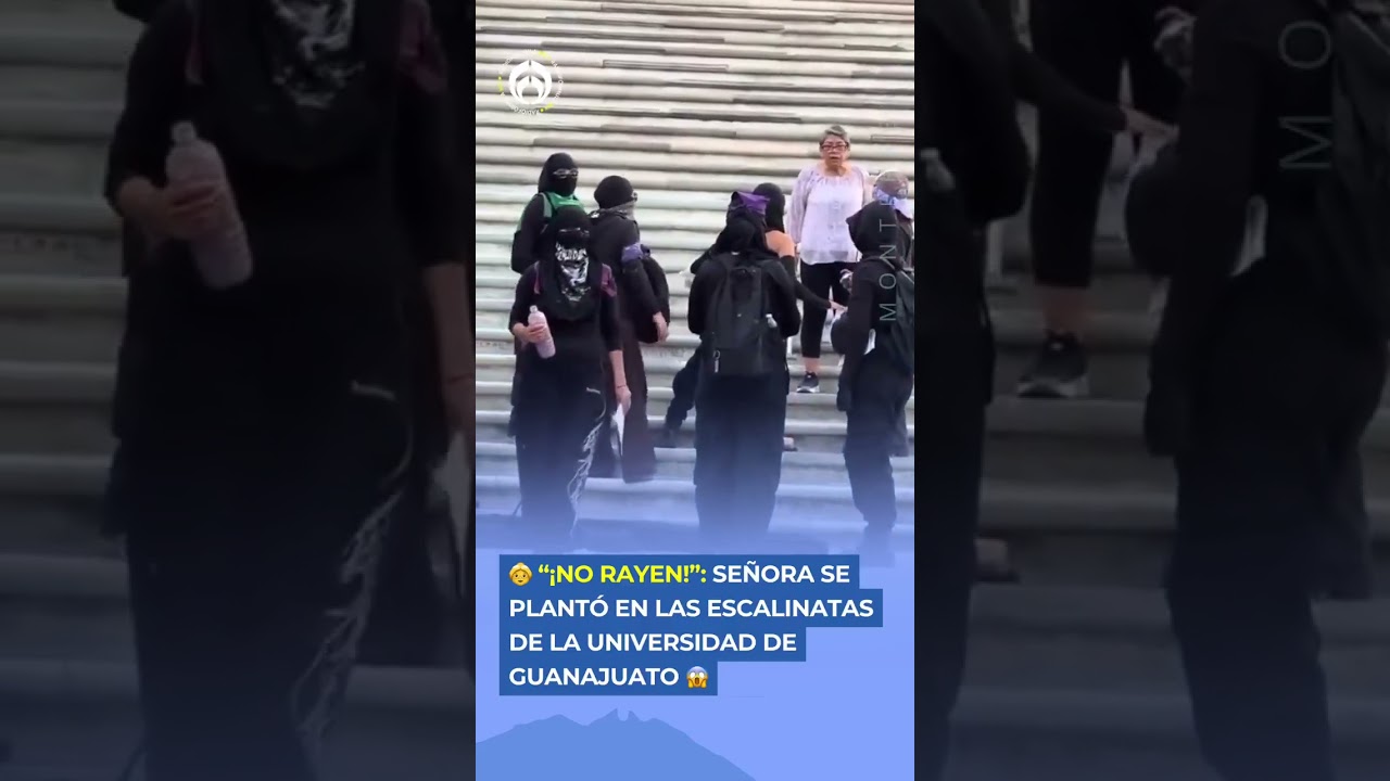 Mujer enfrenta manifestantes en 8M y detiene pintas en Guanajuato