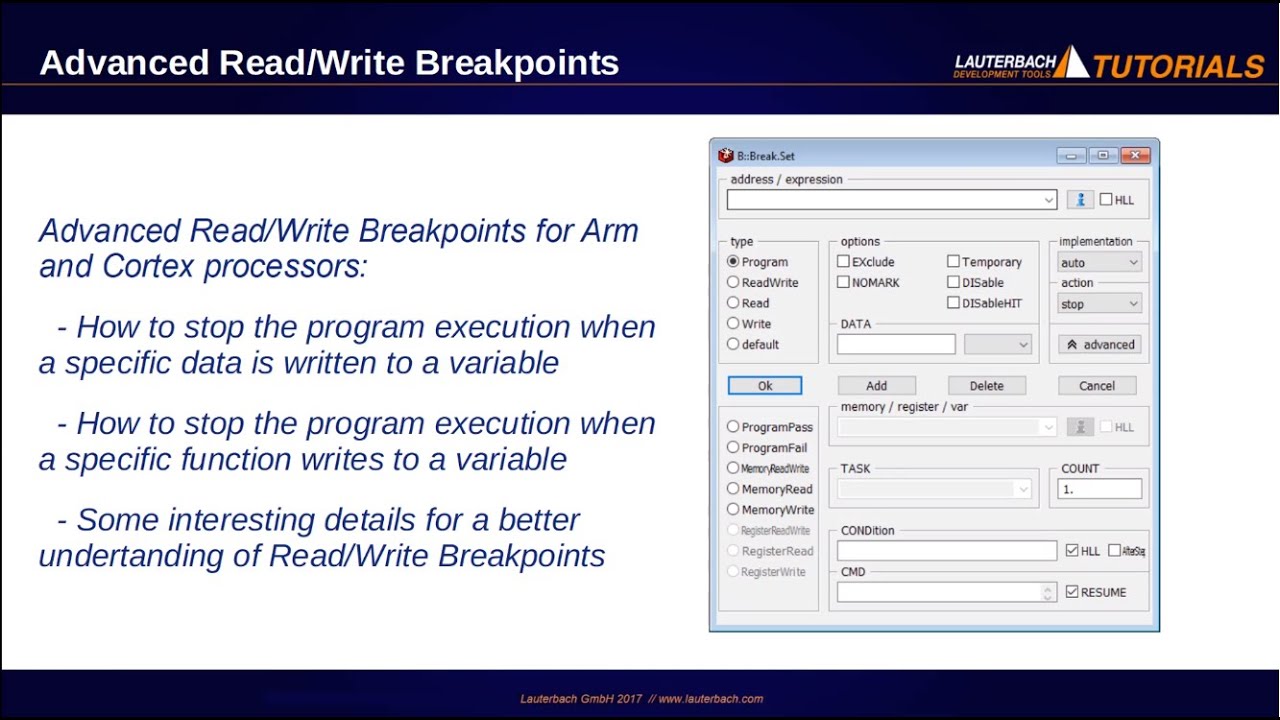 Read/Write Breakpoints in TRACE32 (Arm, Cortex)