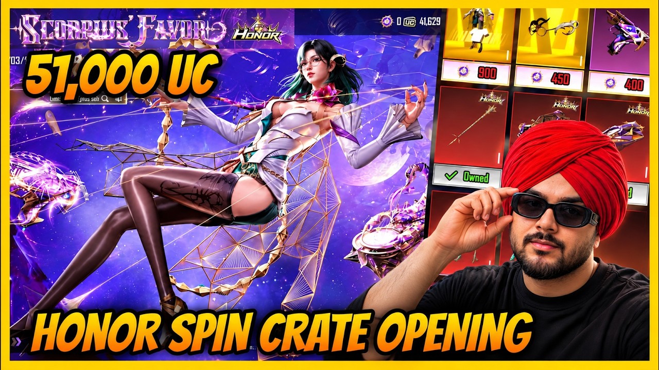 51,000 UC NEW HONOR SPIN SCORPOUS FAVOR + UZI CRATE OPENING 🚀 BGMI CRATE OPENING LIVE