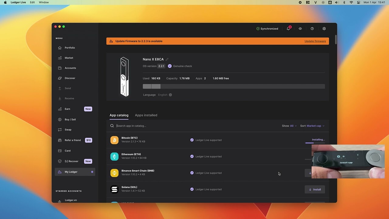 Hướng dẫn cập nhật phần mềm Ledger Nano X