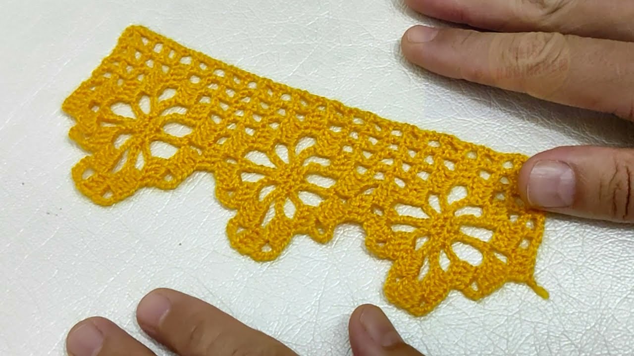 Çok kolay tığ işi havlu kenarı dantel modeli  ( ربط الحذاء Crochet, Lace, Ribbon )