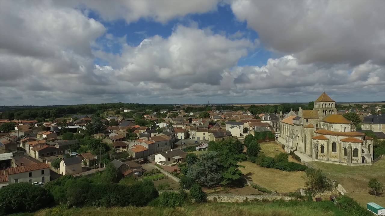 Drone over Abbaye Saint-Jouin de Marnes