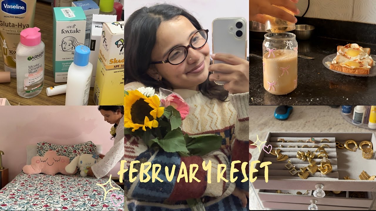 February Reset☀️🌸deep cleaning,flowers, coffee, planning & organising, skincare restock💕🫶🏻