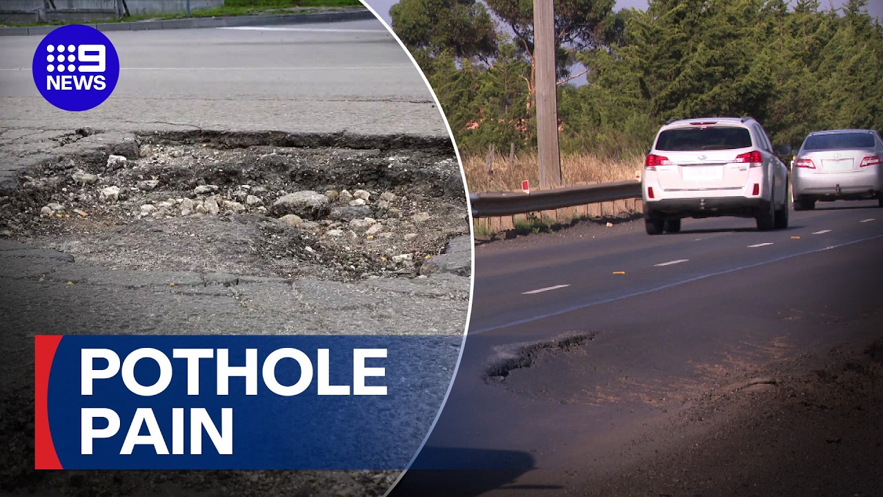 The Melbourne suburbs plagued with dangerous and costly potholes | 9 News Australia