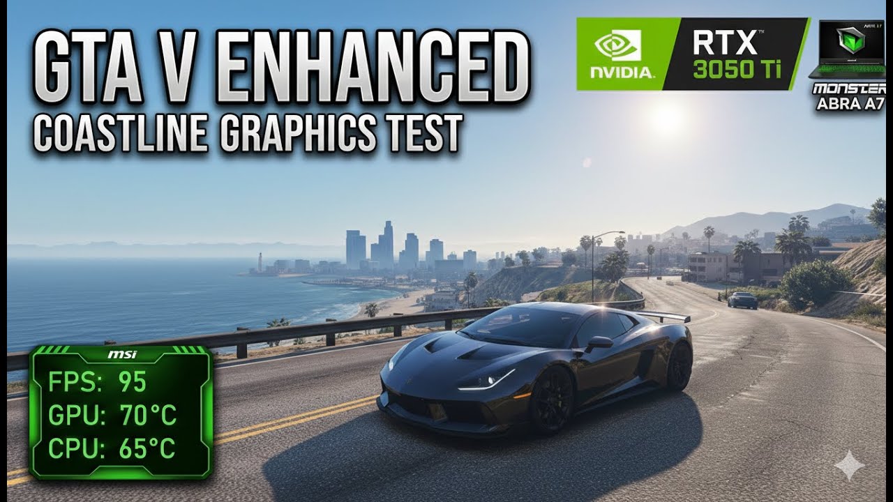 GTA V Enhanced Edition - RTX 3050 Ti + i5-12500H Laptop FPS Test | Monster Abra A7 V14.2 (16GB RAM)