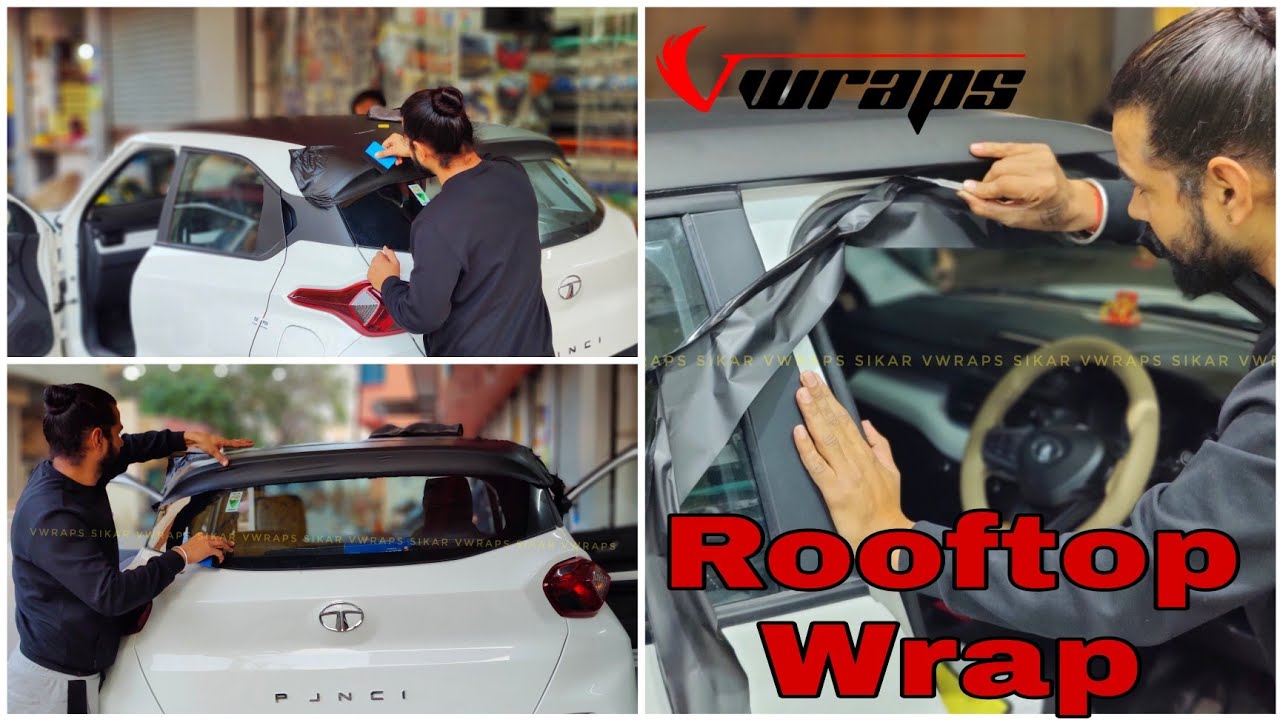 Tata Punch Rooftop Vinyl Wrapping in Dual Tone  @VwrapsSikar