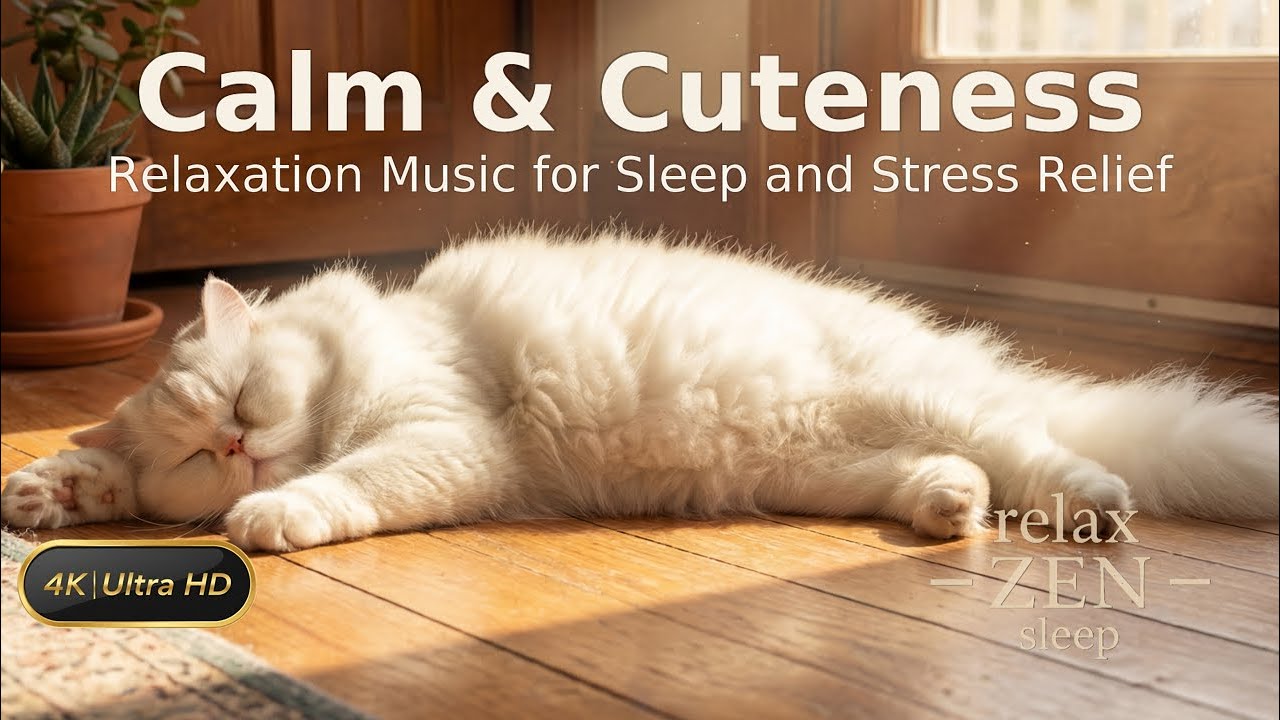 1 Hour Fluffy White Cat Nap in Sunlight – Gentle 432Hz Piano for Sleep & Relax