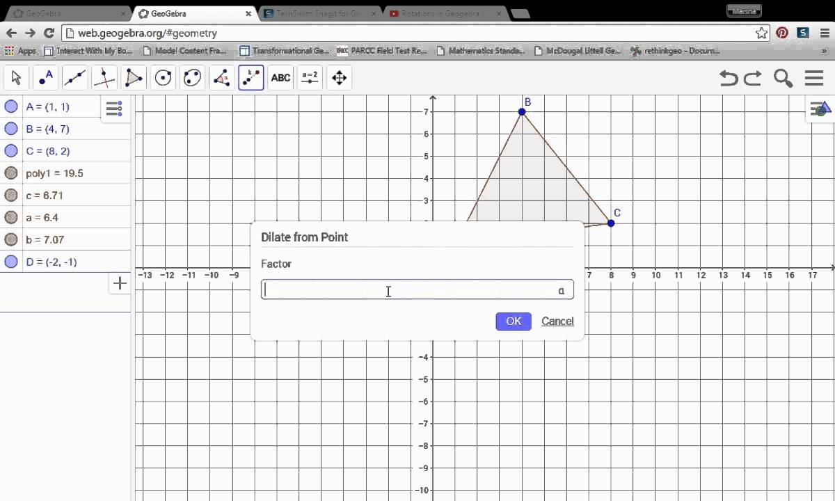 Dilations using Geogebra
