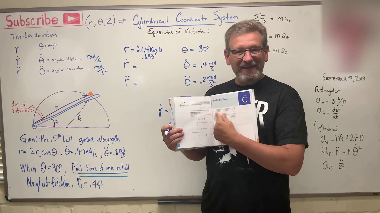 Dynamics: Lesson 22 - Equations of Motion Cylindrical Coordinates Example