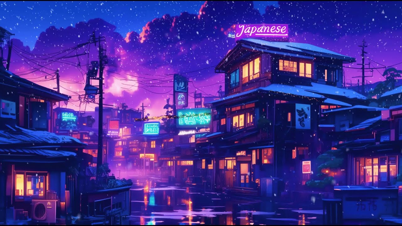 🔥 Cozy Snow Night Lofi | 80s 90s Beats for Study, Sleep & Relax | The Japanese Town