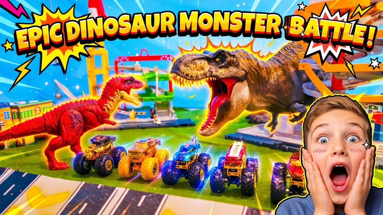 Dinosaurs ATTACK! 🦖 Special Edition MONSTER TRUCKS! 🛻
