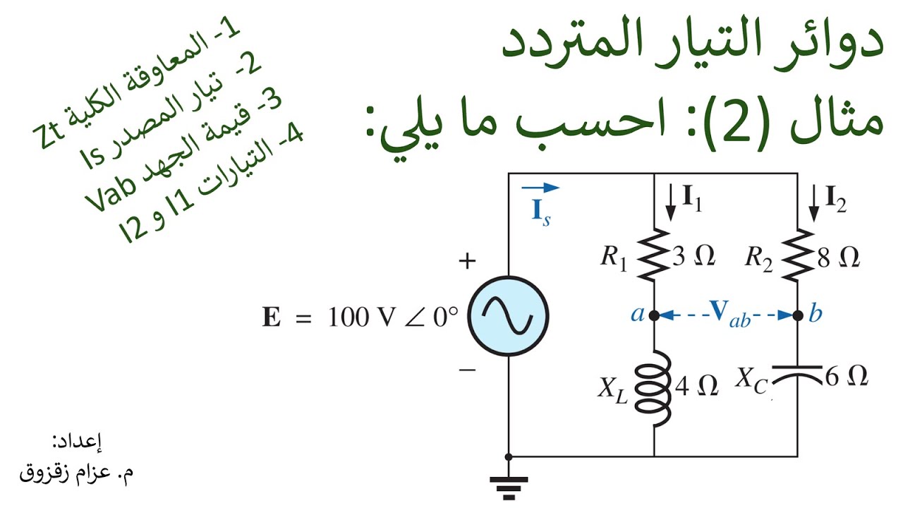 مثال (2) دوائر التيار المتردد - Example (2) AC Circuits