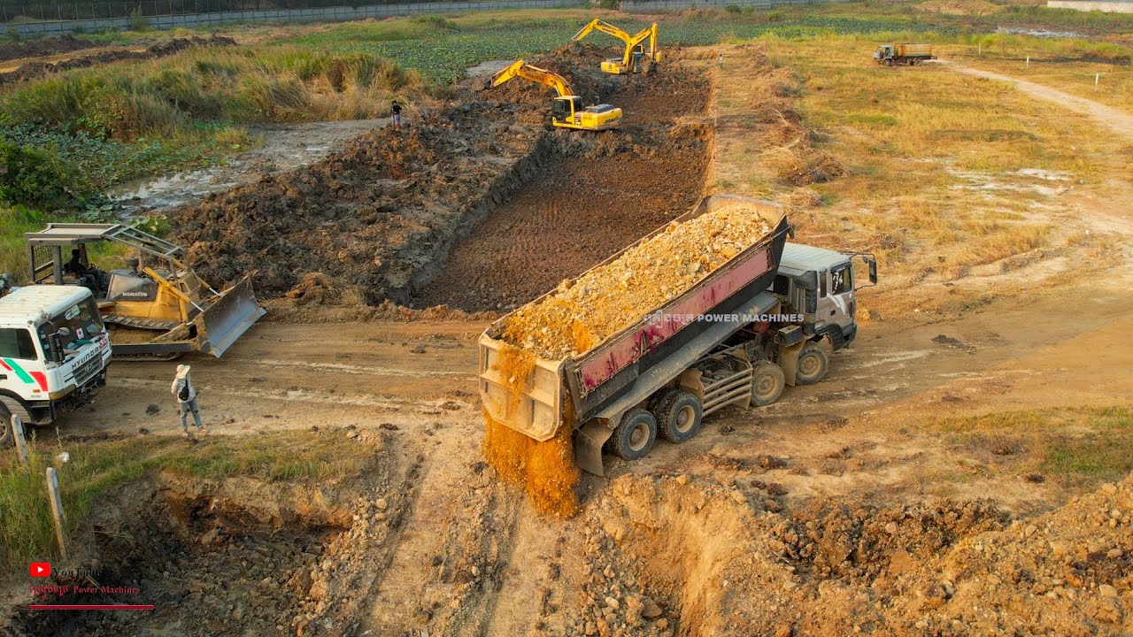 Wonderful Good Technical Operator Missing Under​ Fill Foundation Road and Komatsu Bulldozer Truckjob