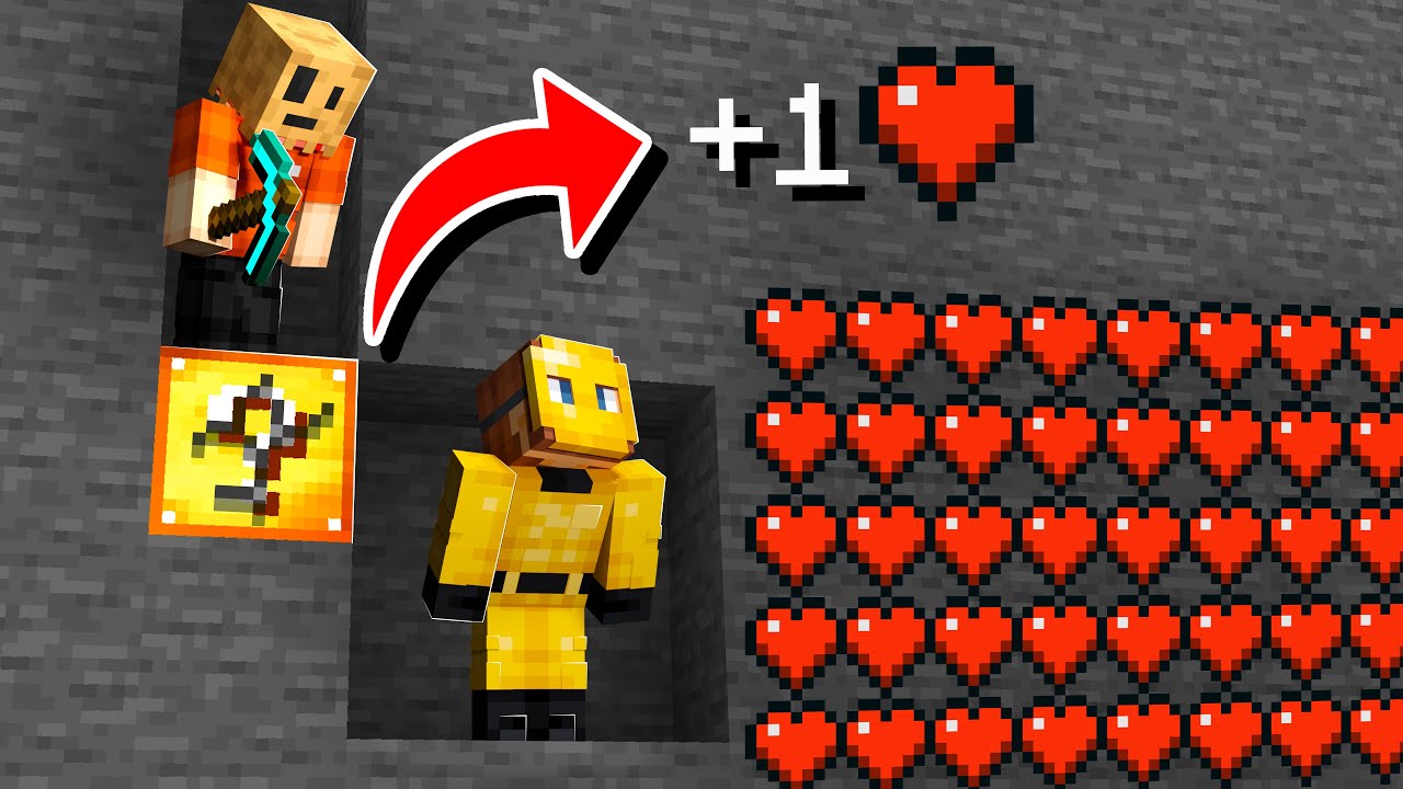 Minecraft Manhunt, but Hunters Mining LUCKY BLOCKS Increases my Health