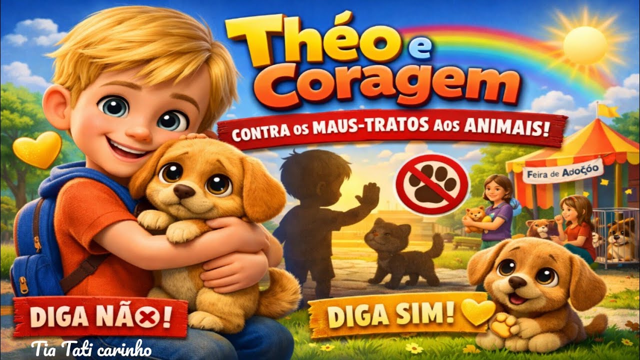 Diga NÃO 🐶💛 Théo e Coragem: Uma História Contra os Maus-Tratos aos Animais |Desenho Animado Infantil