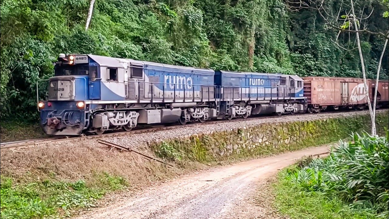 Tricotrol no paredão de pedras! Mega trem cargueiro na Serra do Mar