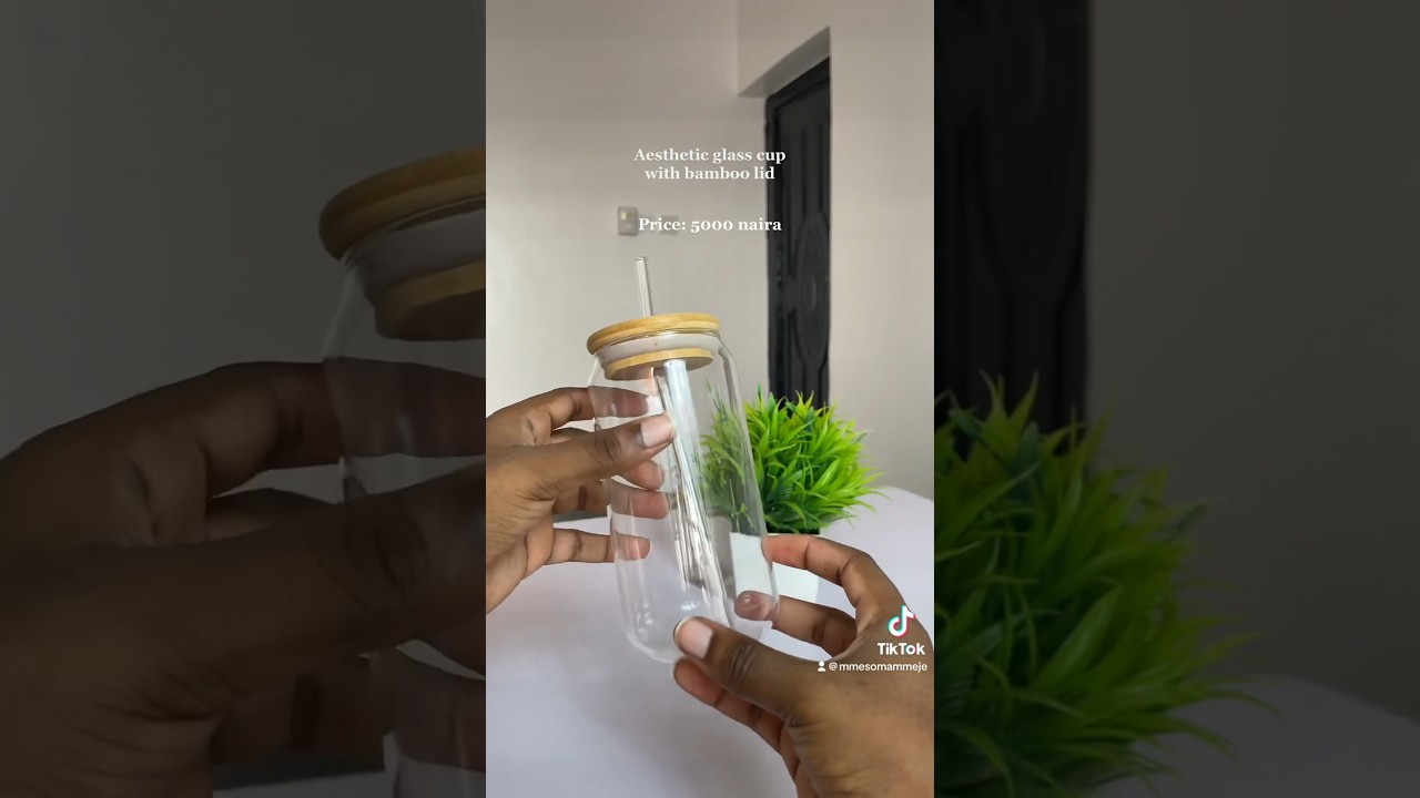 Unbox with me: aesthetic glass cup with bamboo lid🧋 #coffeelover #unboxingvideo